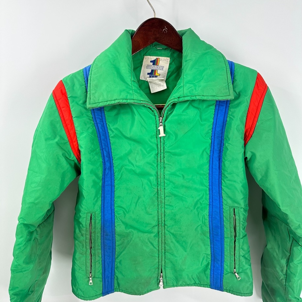 Vtg Number 1 Sun Full Zip Snowboarding Skiing Windbreaker Jacket Green Size‎ 12
